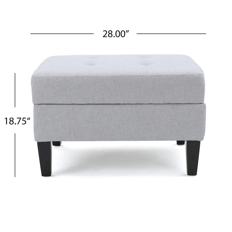 Zeitgenössischer Storage Ottoman mit getufteter Waffelsteppung und Birkenholzbeinen