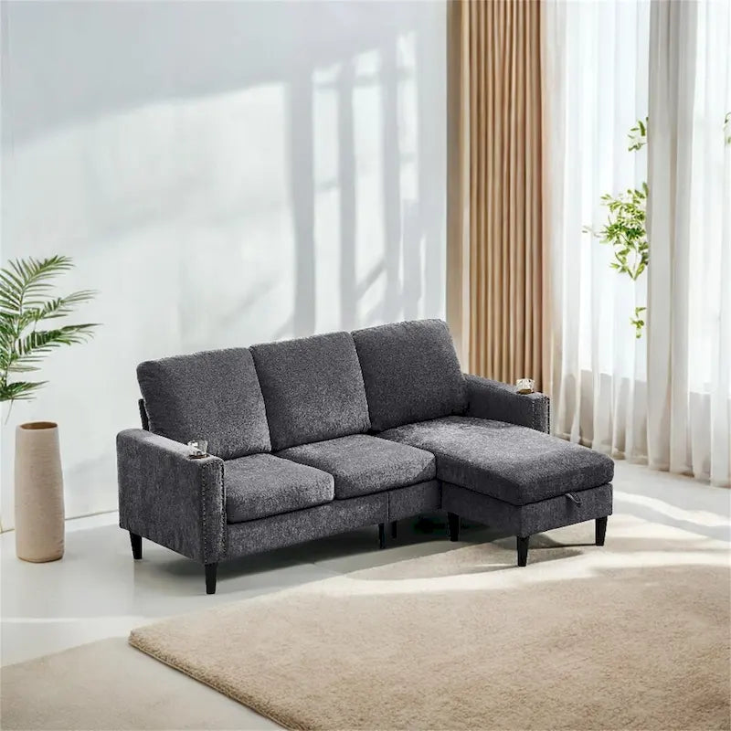 Modernes Design Chenille 3-Sitzer L-förmiges Ecksofa