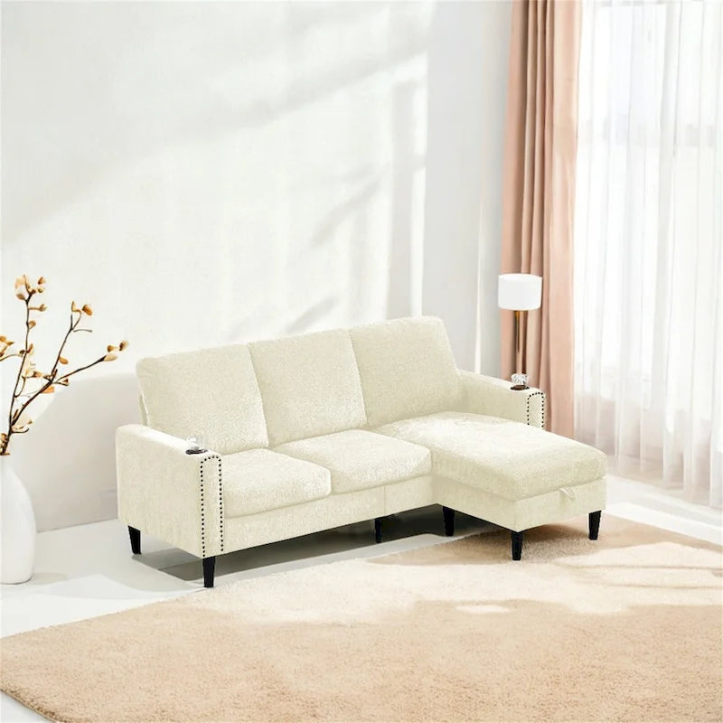 Modernes Design Chenille 3-Sitzer L-förmiges Ecksofa