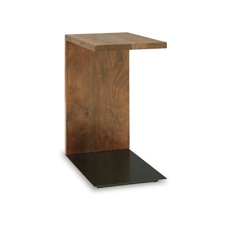 Akzenttisch, Massivholz C-Form Design, 45 cm, Dunkelbraun