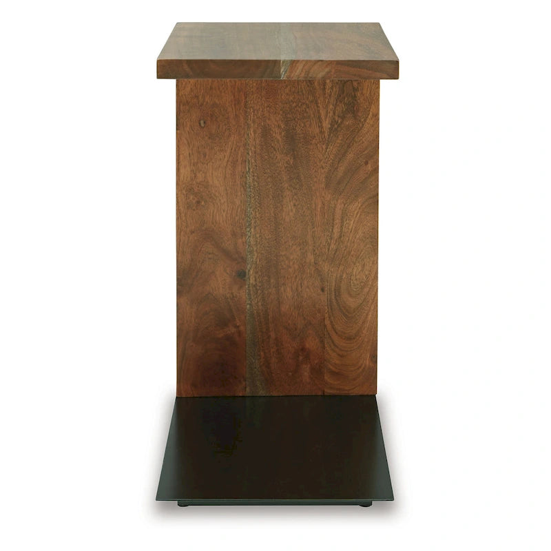 Akzenttisch, Massivholz C-Form Design, 45 cm, Dunkelbraun