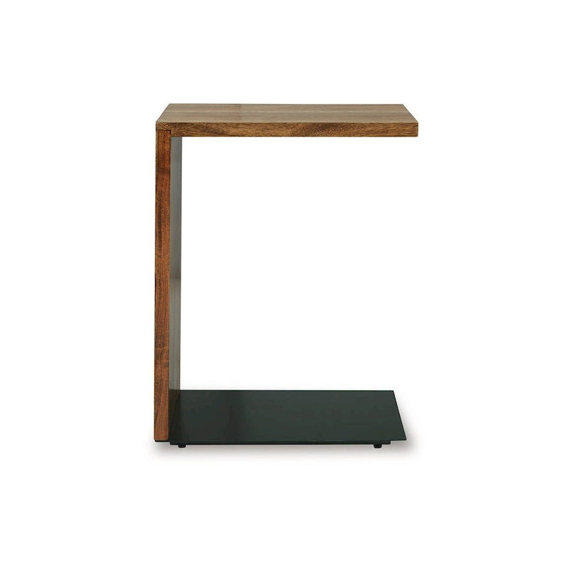 Akzenttisch, Massivholz C-Form Design, 45 cm, Dunkelbraun