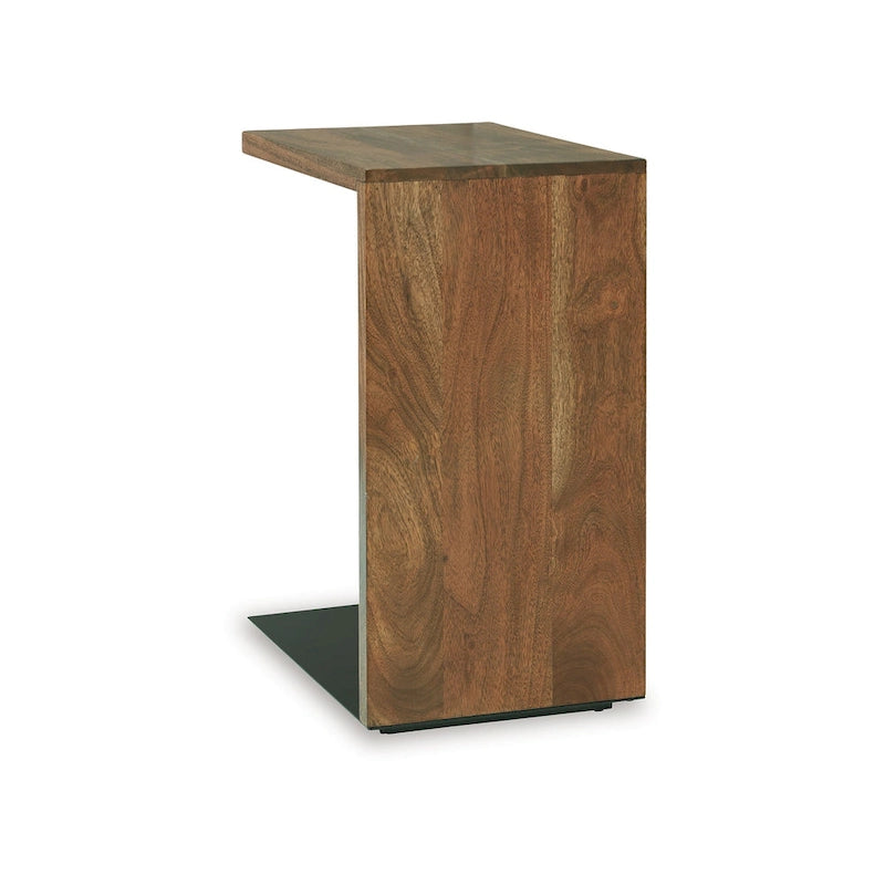Akzenttisch, Massivholz C-Form Design, 45 cm, Dunkelbraun