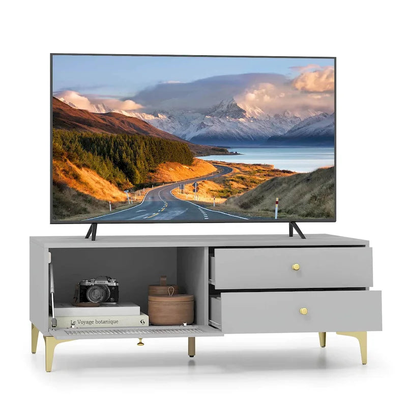 Moderner TV-Schrank für 55-Zoll-Fernseher mit Klapptür