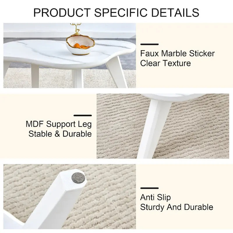 Modernes 2-teiliges wolkenförmiges Couchtisch-Set mit Massivholzbeinen und MDF-Platte für das Wohnzimmer