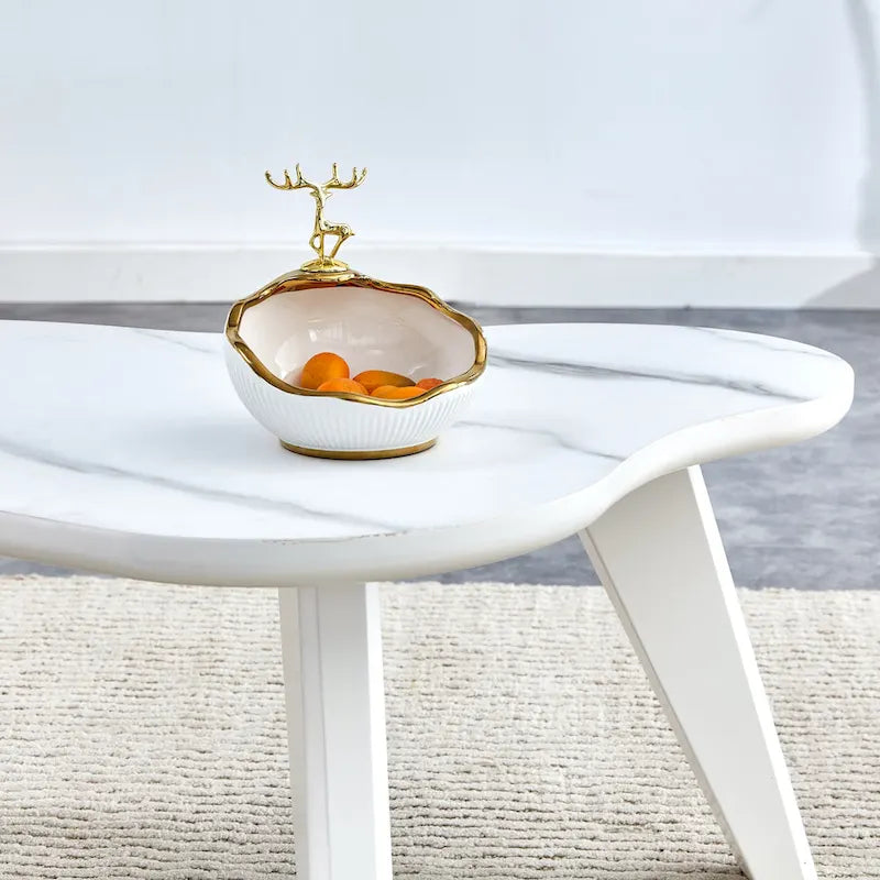 Modernes 2-teiliges wolkenförmiges Couchtisch-Set mit Massivholzbeinen und MDF-Platte für das Wohnzimmer
