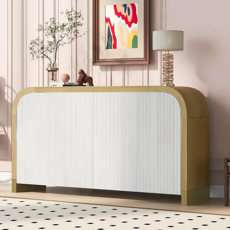 Moderner 4-türiger Schrank mit verstellbaren Einlegeböden für Arbeitszimmer, Wohnzimmer und Flur