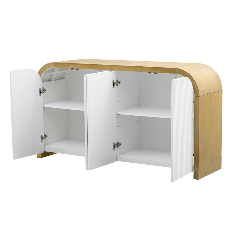 Moderner 4-türiger Schrank mit verstellbaren Einlegeböden für Arbeitszimmer, Wohnzimmer und Flur