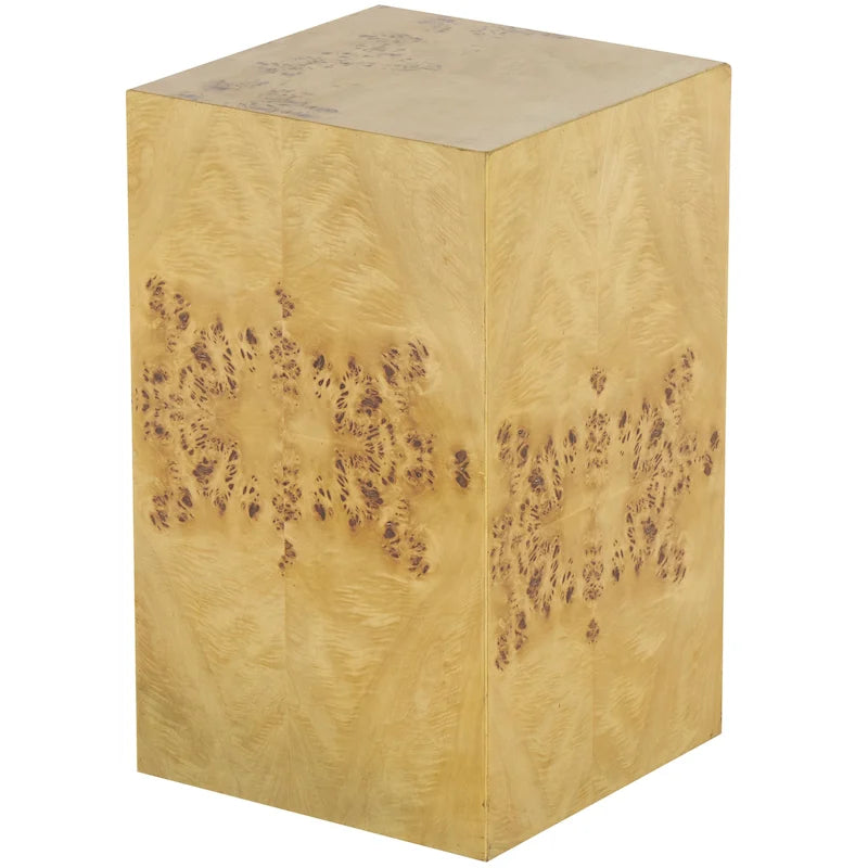 Quadratischer Holz-Würfel-Beistelltisch mit Holzmaserung braun