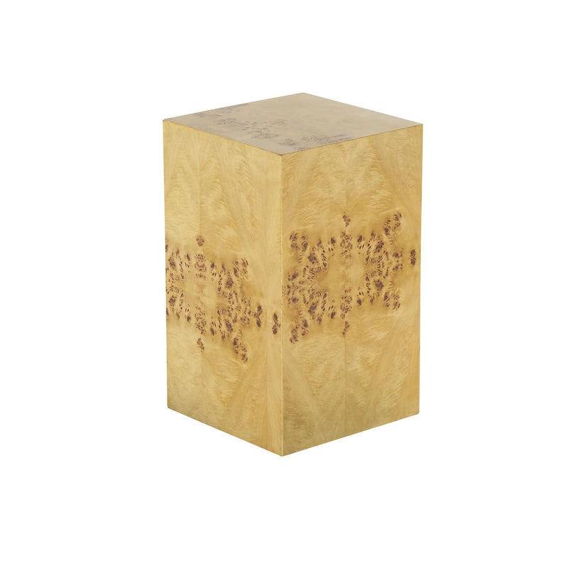 Quadratischer Holz-Würfel-Beistelltisch mit Holzmaserung braun
