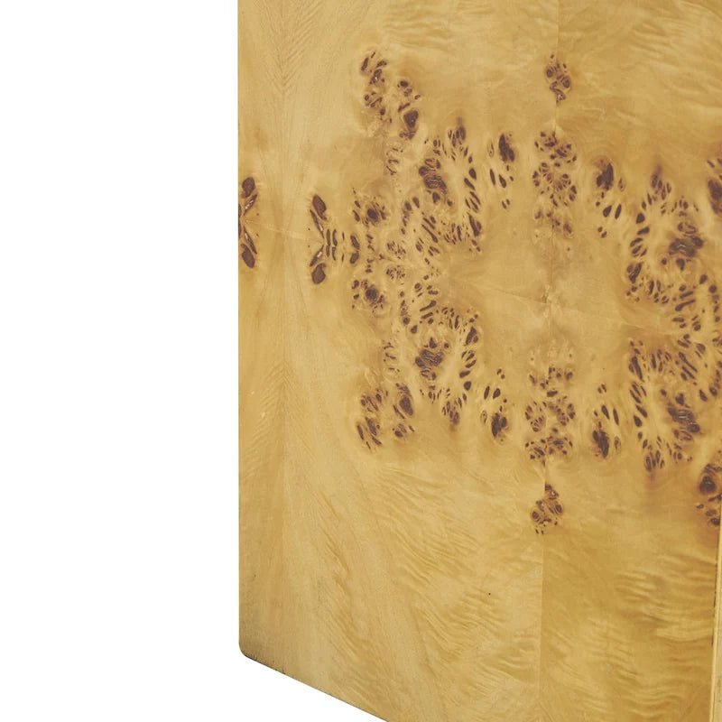 Quadratischer Holz-Würfel-Beistelltisch mit Holzmaserung braun