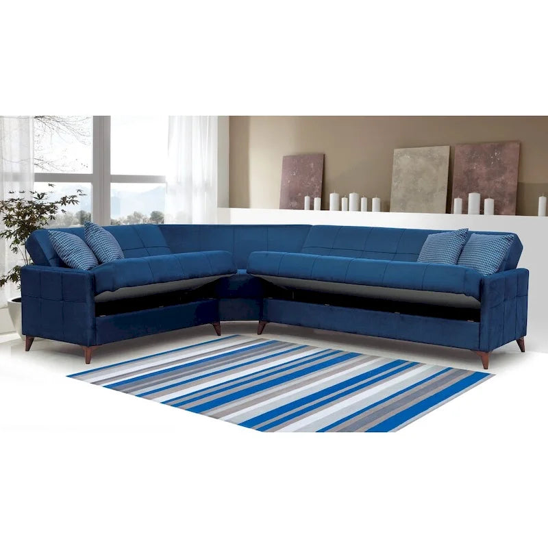 Stoff-Schlafsofa-Eckgarnitur