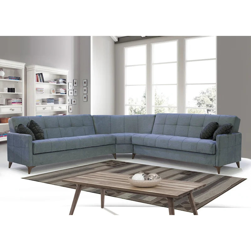 Stoff-Schlafsofa-Eckgarnitur