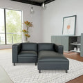 Mid Century Modern L-förmiges Sofa, Kunstleder, Massivholzrahmen