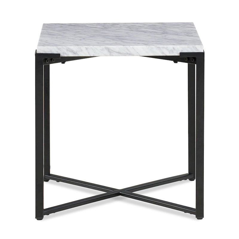 Beistelltisch mit Carrara-Marmorplatte in Mattschwarz