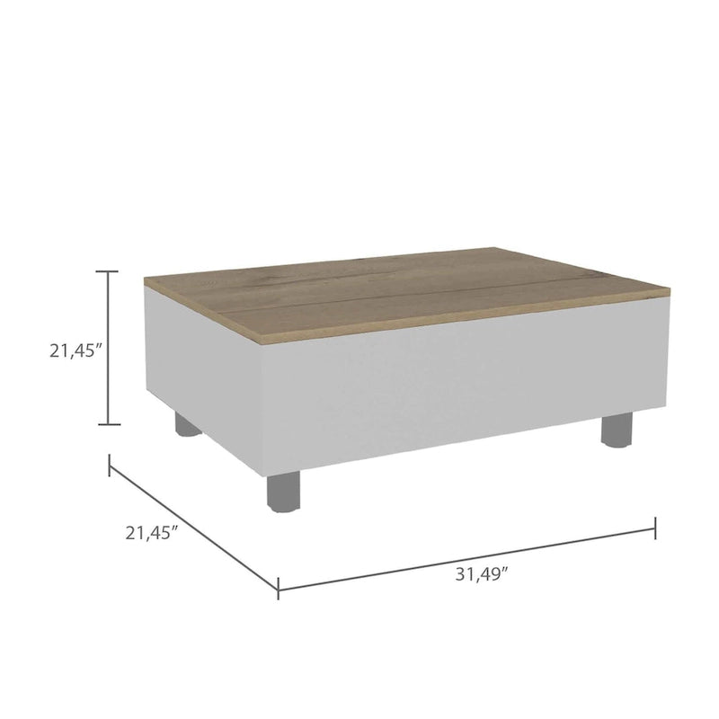 Couchtisch mit anhebbarem Oberteil und verstecktem Staufach