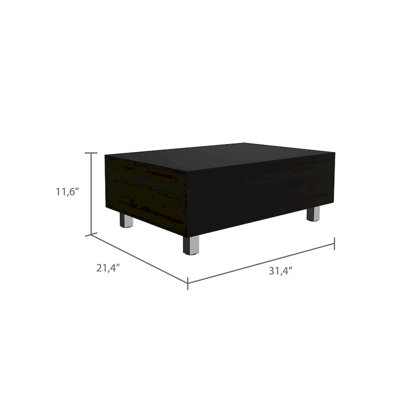 Couchtisch mit anhebbarem Oberteil und verstecktem Staufach