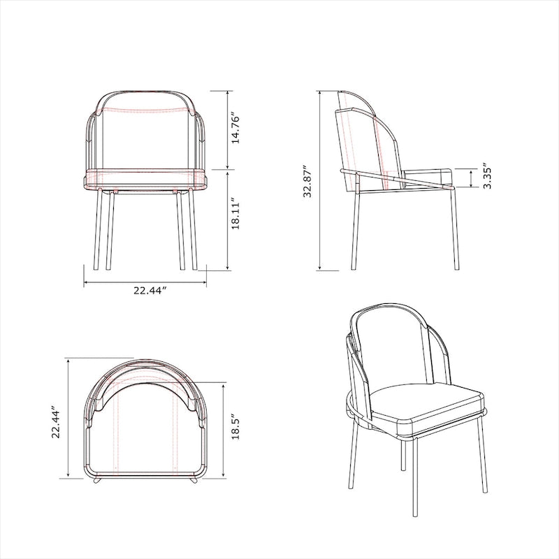 Stühle mit gebogener Rückenlehne, 2er-Set