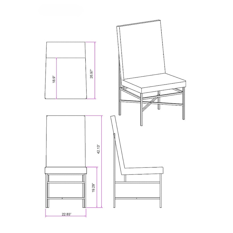 Moderner Stuhl mit Stahlrahmen, 2er-Set