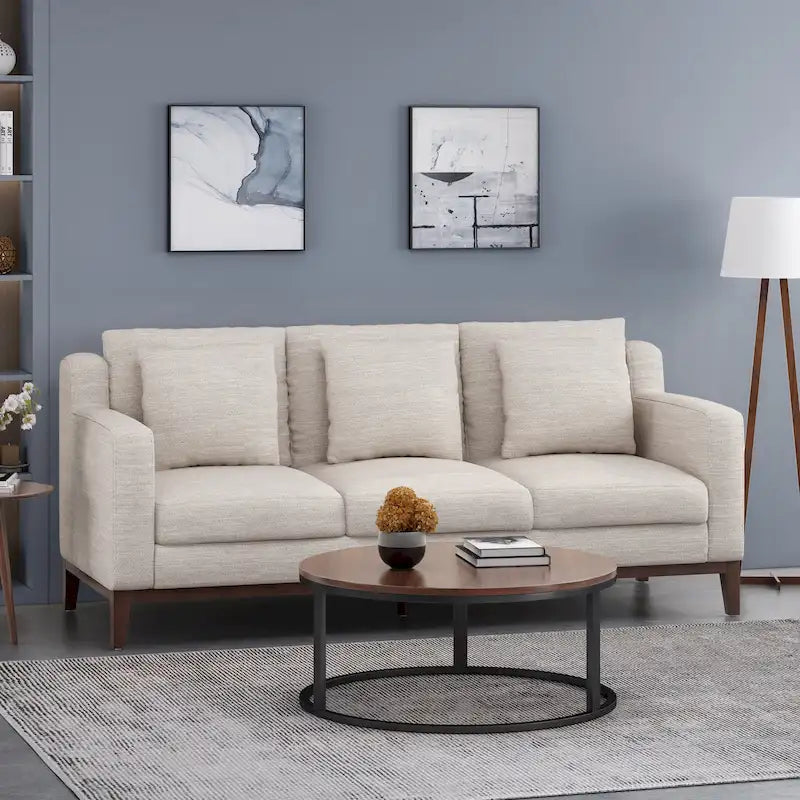 Stoff-3-Sitzer-Sofa im modernen Stil mit Zierkissen