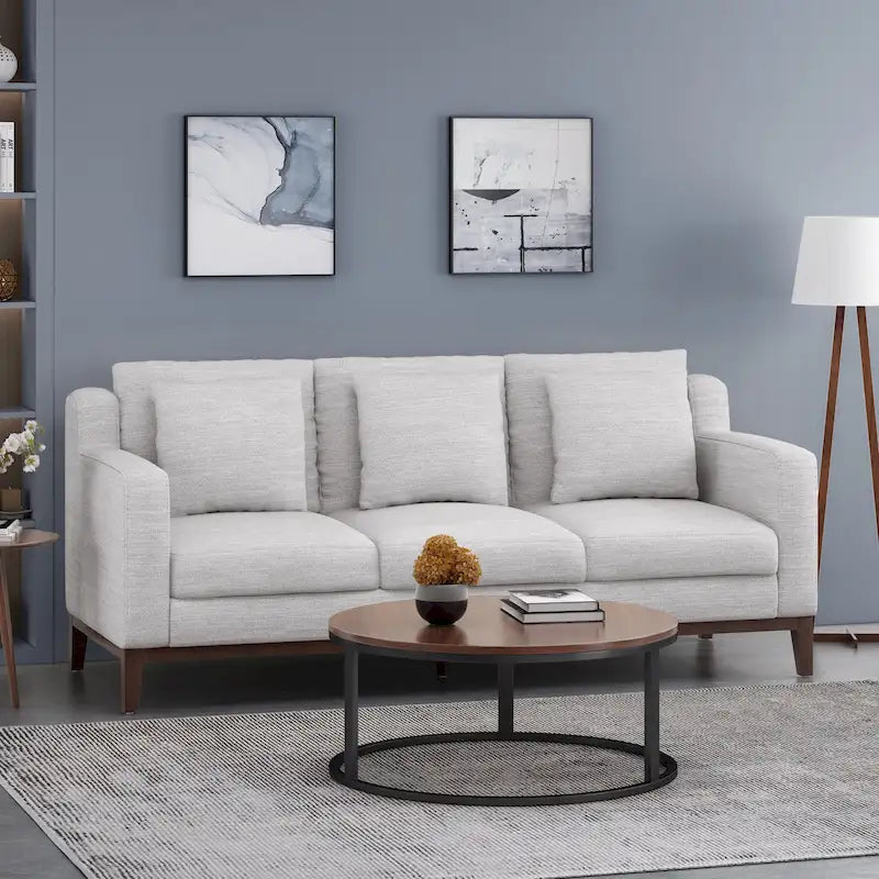 Stoff-3-Sitzer-Sofa im modernen Stil mit Zierkissen