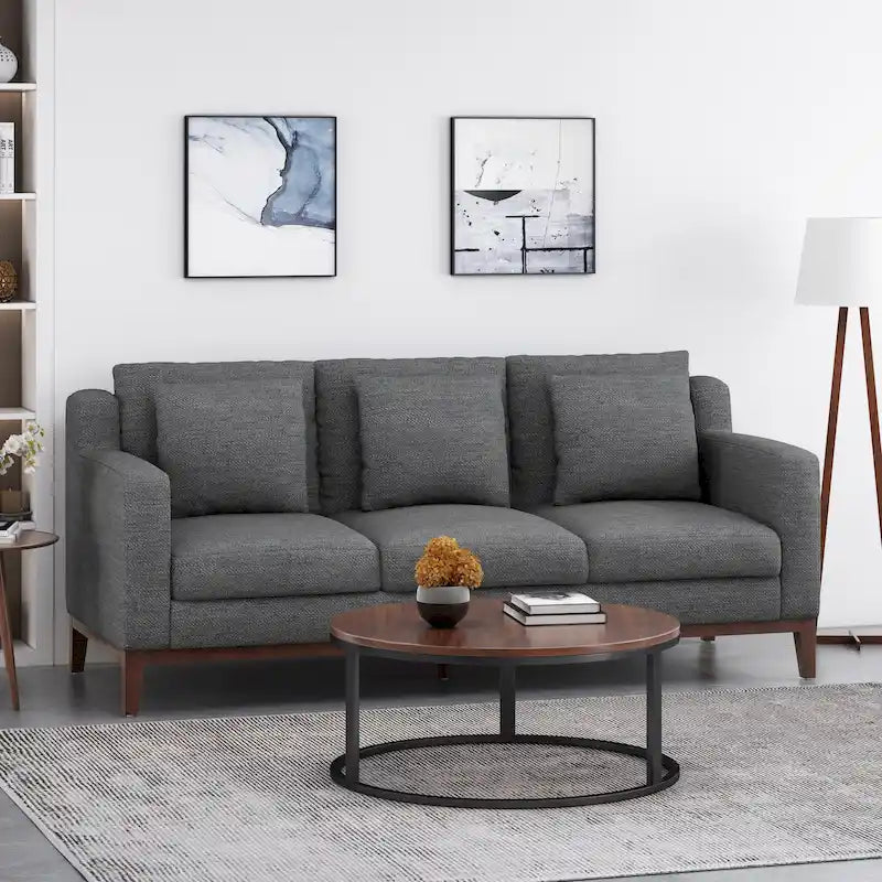 Stoff-3-Sitzer-Sofa im modernen Stil mit Zierkissen