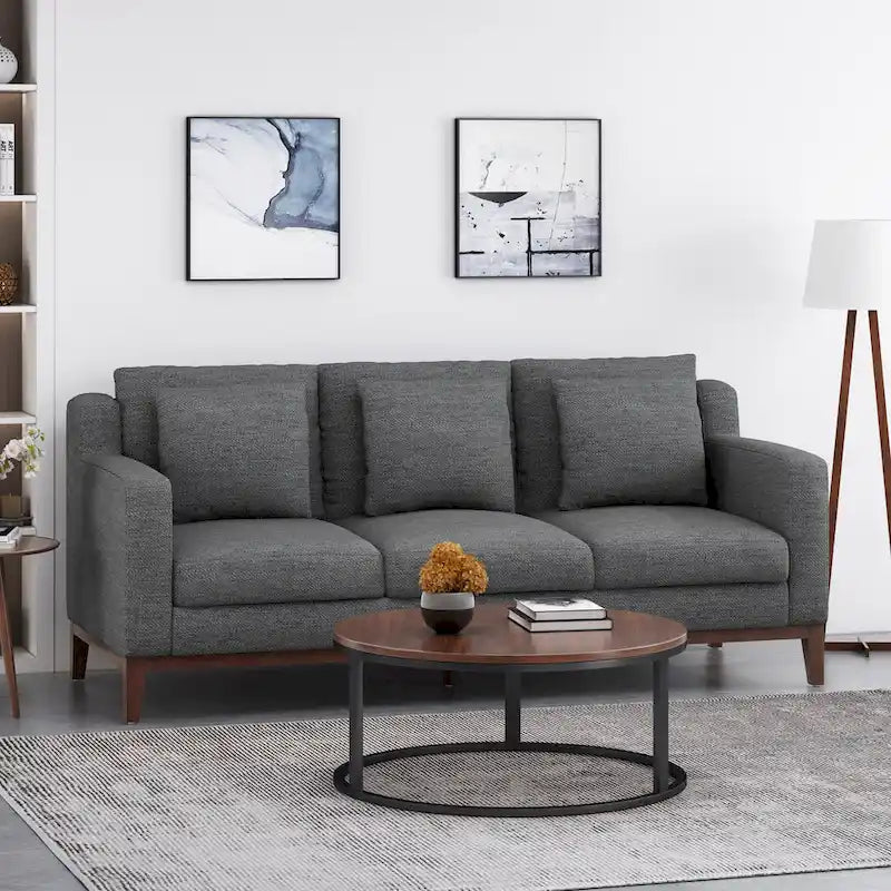 Stoff-3-Sitzer-Sofa im modernen Stil mit Zierkissen