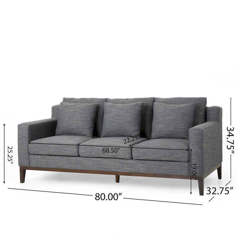 Stoff-3-Sitzer-Sofa im modernen Stil mit Zierkissen