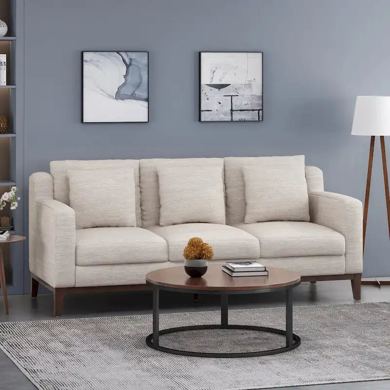 Stoff-3-Sitzer-Sofa im modernen Stil mit Zierkissen