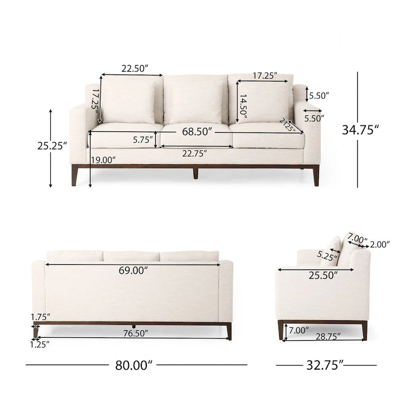 Stoff-3-Sitzer-Sofa im modernen Stil mit Zierkissen