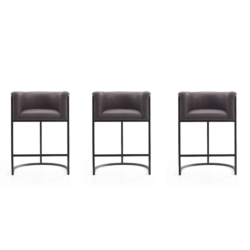 33.8 Zoll hoher Barhocker aus schwarzem Metall, 3er-Set