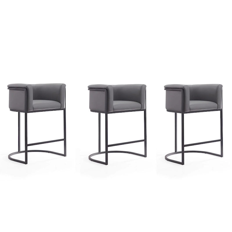 33.8 Zoll hoher Barhocker aus schwarzem Metall, 3er-Set