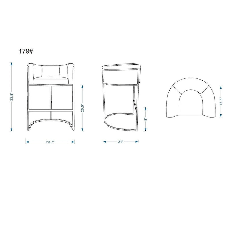 33.8 Zoll hoher Barhocker aus schwarzem Metall, 3er-Set