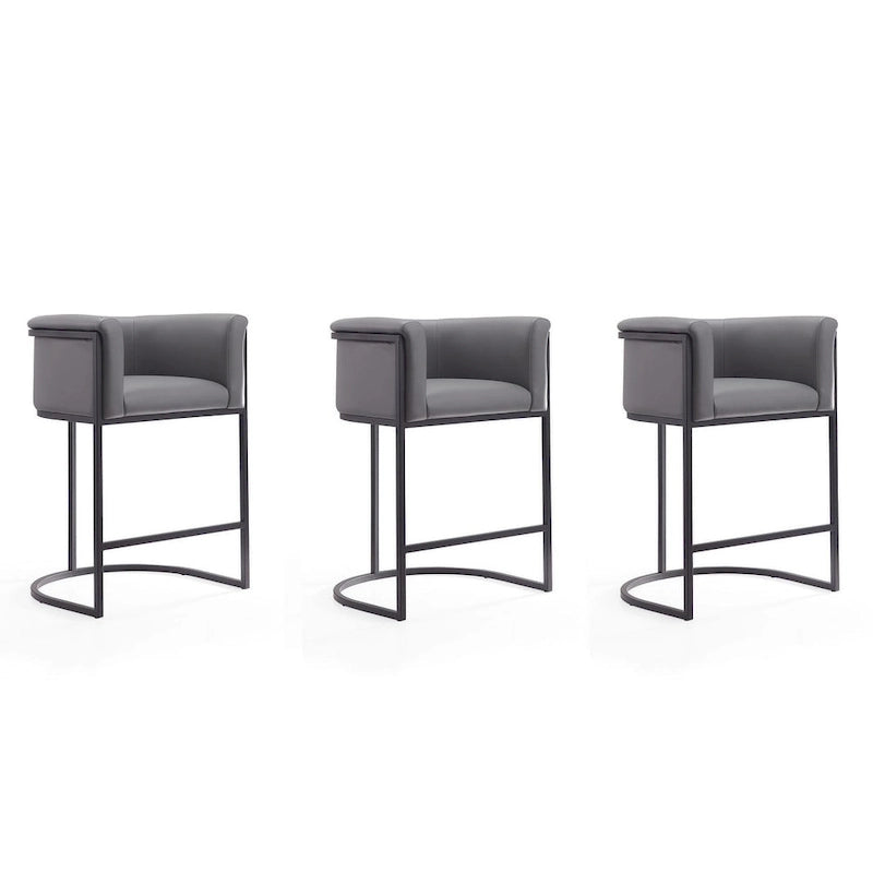 33.8 Zoll hoher Barhocker aus schwarzem Metall, 3er-Set