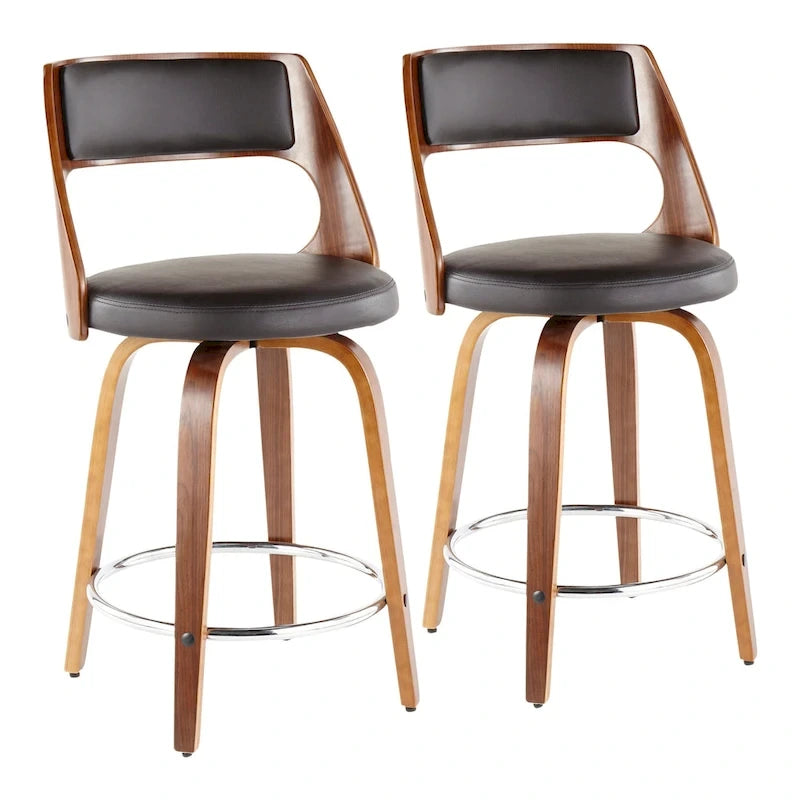 Mid-Century Modern Barhocker 2er-Set mit Drehsitz