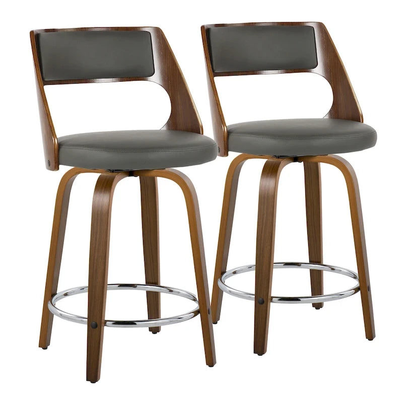 Mid-Century Modern Barhocker 2er-Set mit Drehsitz