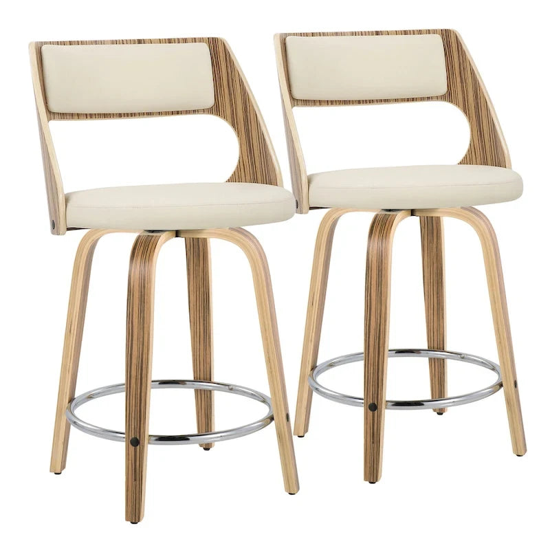 Mid-Century Modern Barhocker 2er-Set mit Drehsitz
