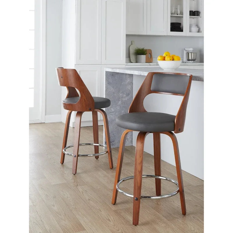 Mid-Century Modern Barhocker 2er-Set mit Drehsitz