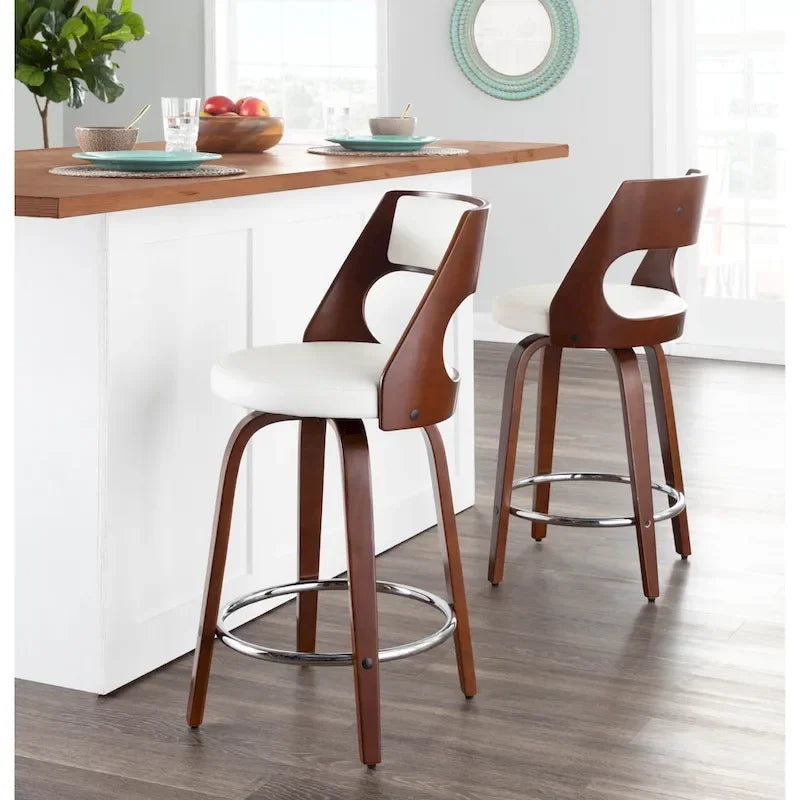 Mid-Century Modern Barhocker 2er-Set mit Drehsitz