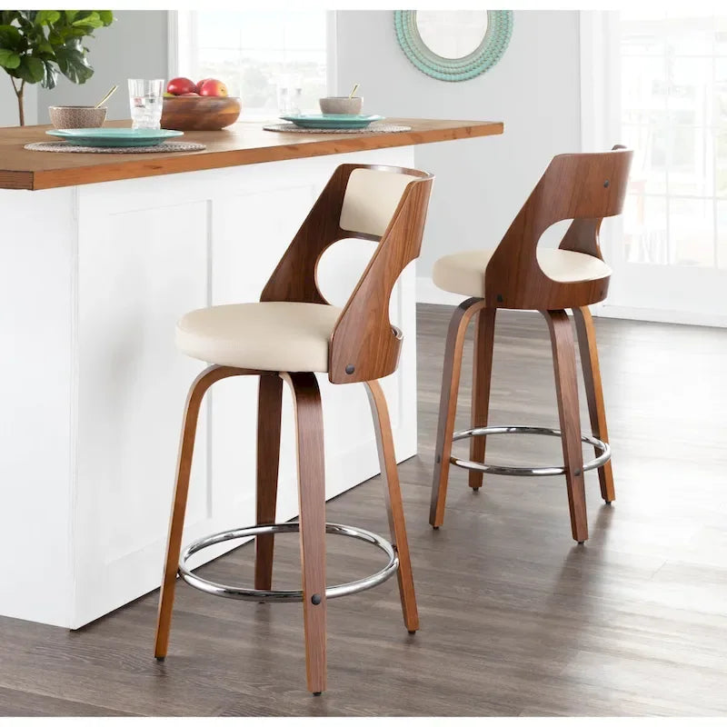 Mid-Century Modern Barhocker 2er-Set mit Drehsitz