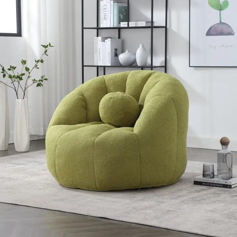 Bouclé gepolsterter runder Lazy Cozy Sitzsack mit Kissen