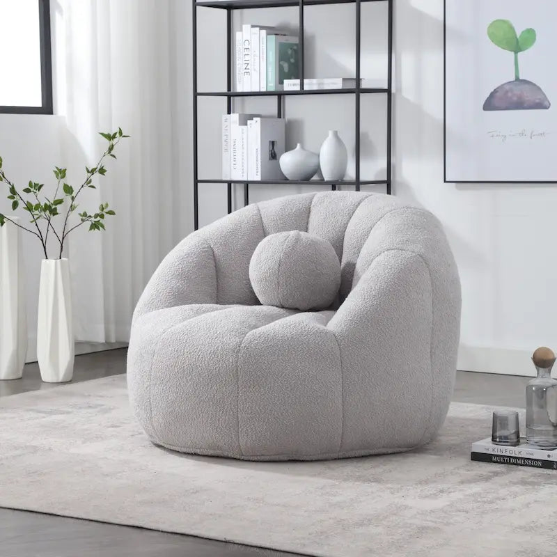 Bouclé gepolsterter runder Lazy Cozy Sitzsack mit Kissen