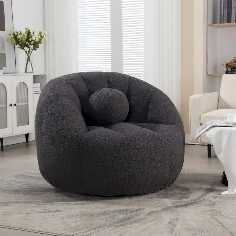 Bouclé gepolsterter runder Lazy Cozy Sitzsack mit Kissen
