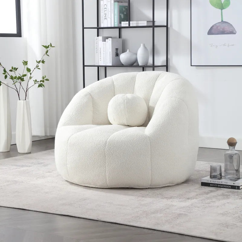 Bouclé gepolsterter runder Lazy Cozy Sitzsack mit Kissen