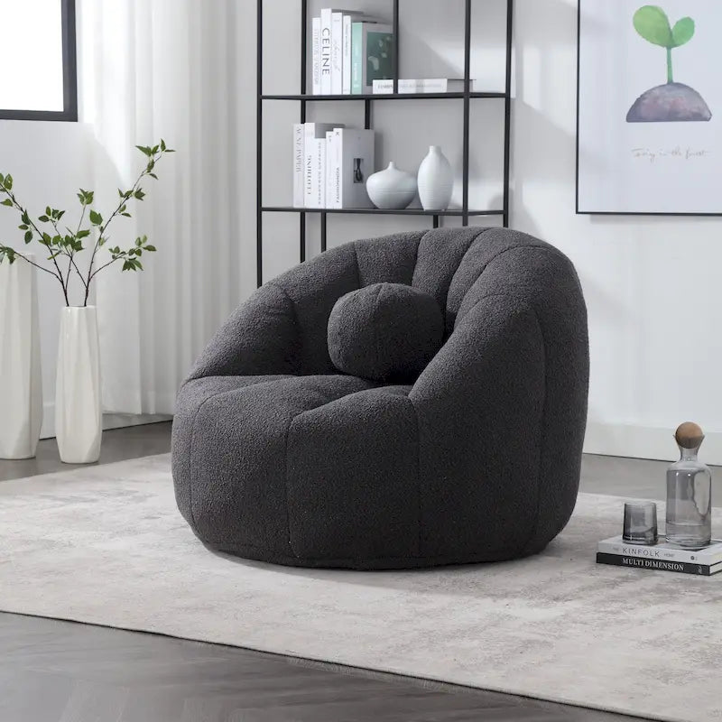 Bouclé gepolsterter runder Lazy Cozy Sitzsack mit Kissen
