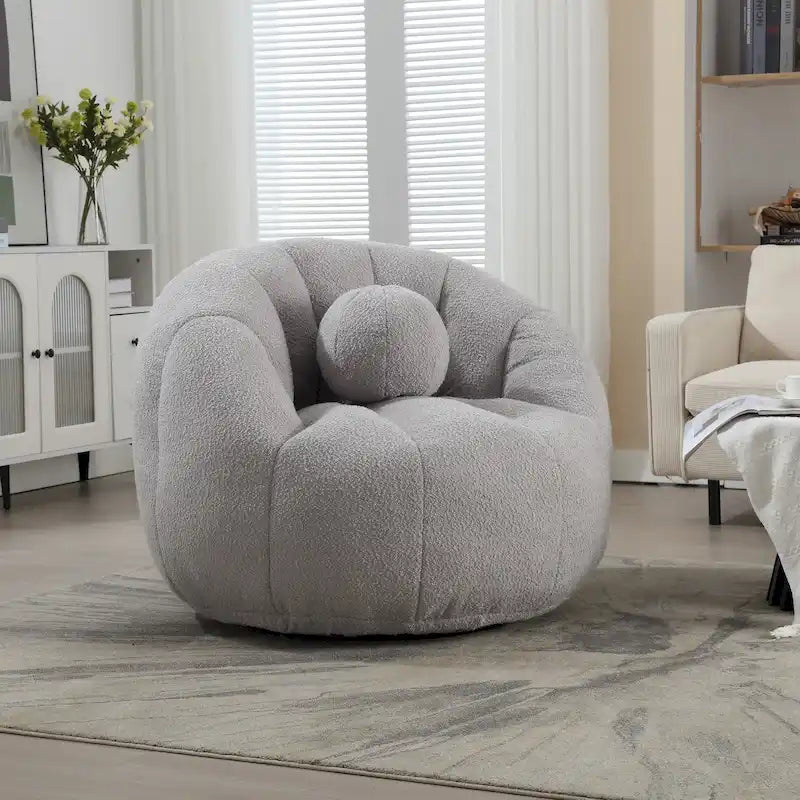 Bouclé gepolsterter runder Lazy Cozy Sitzsack mit Kissen