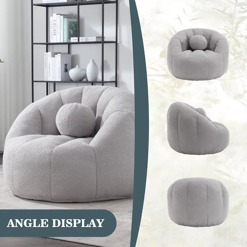 Bouclé gepolsterter runder Lazy Cozy Sitzsack mit Kissen