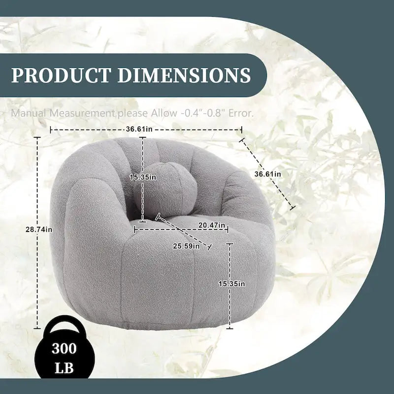 Bouclé gepolsterter runder Lazy Cozy Sitzsack mit Kissen