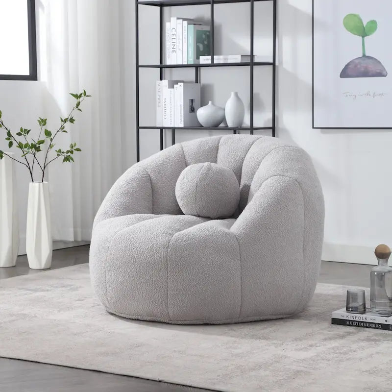 Bouclé gepolsterter runder Lazy Cozy Sitzsack mit Kissen
