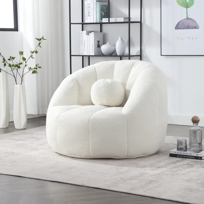 Bouclé gepolsterter runder Lazy Cozy Sitzsack mit Kissen